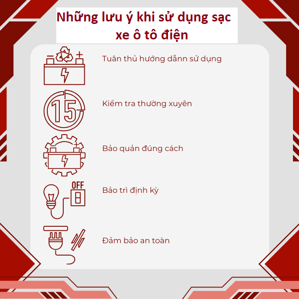 lưu ý khi sử dụng sạc xe oto điện